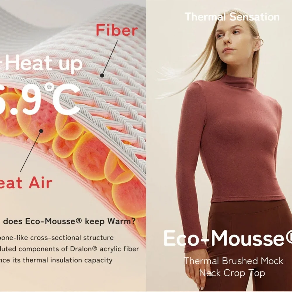 OGL Mid Thermal Thermal Brushed Mock Neck Crop Top - Picture 12 of 13